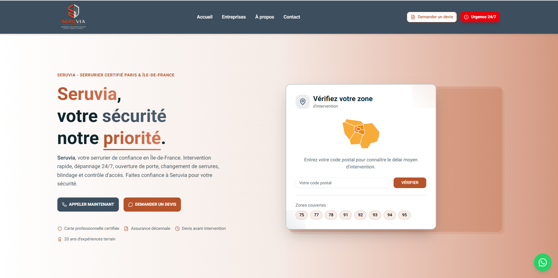 Aperçu du projet Seruvia